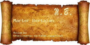 Marter Bertalan névjegykártya